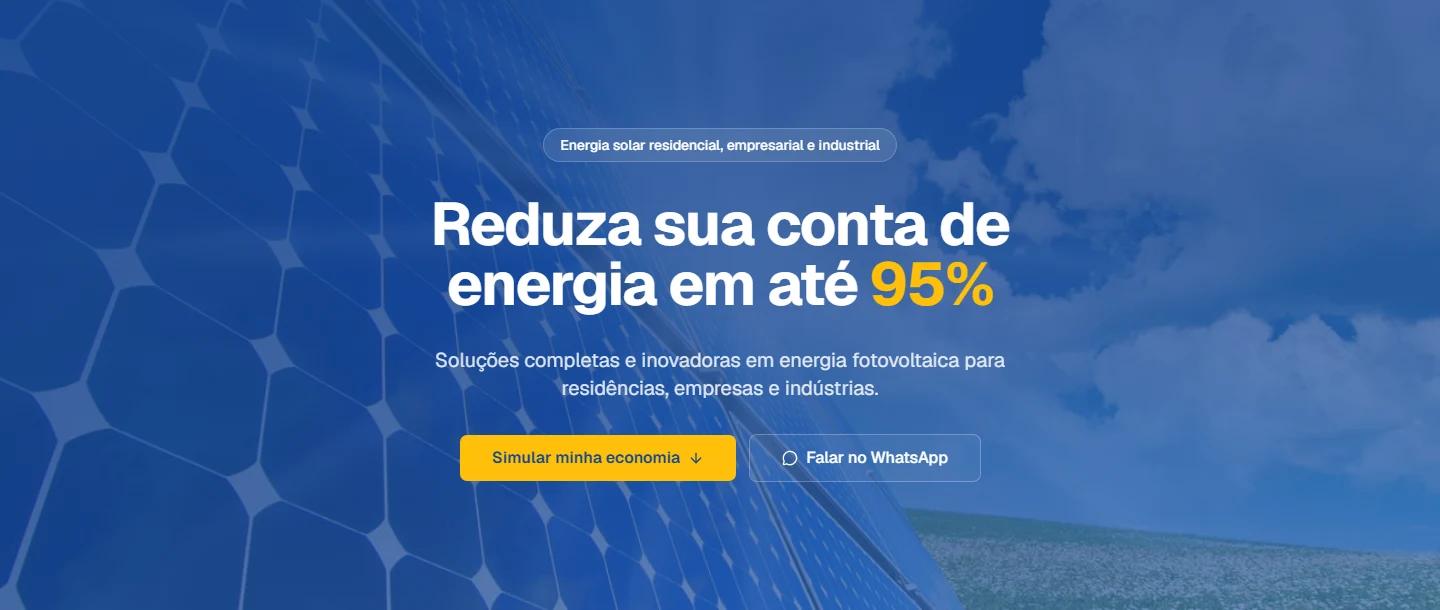 Seção Hero do site novo da KWSol