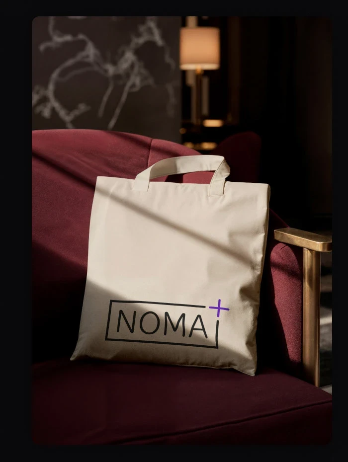 Sacola de tecido reutilizável com o logo Studio Noma